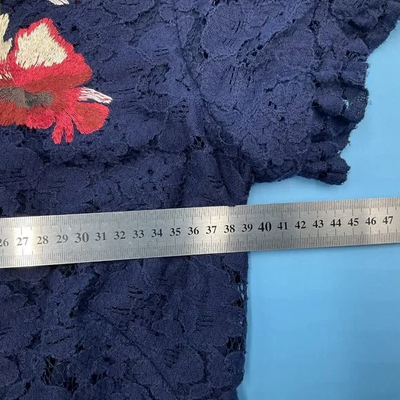 Whistles Women’s Floral Lace Navy Blue Lined Dress Short Sleeve - UK 8 / EU 36 - Picture 6 of 10